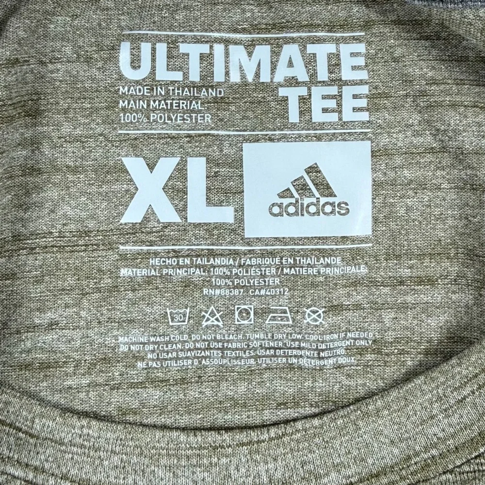 NEW Adidas Mens XL Olive Green Ultimate LS Melange Performance Long Sleeve Tee